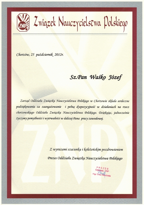 Wasbud - Referencje - Związek Nauczycielstwa Polskiego